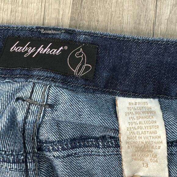 Baby Phat Mid Rise Stacked Zipper Ankle Capris Blue Y2k Size 13 - Picture 7 of 7